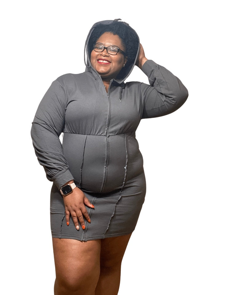 Charcoal Hoodie Lounge Dress Ntim8 Lingerie